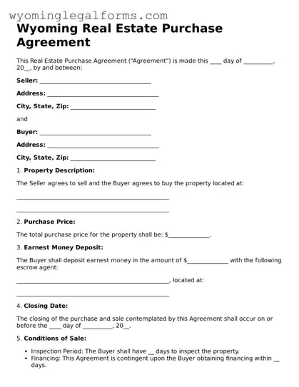 Printable  Real Estate Purchase Agreement Form for Wyoming