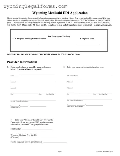 Free Wyoming Medicaid Edi Application PDF Template