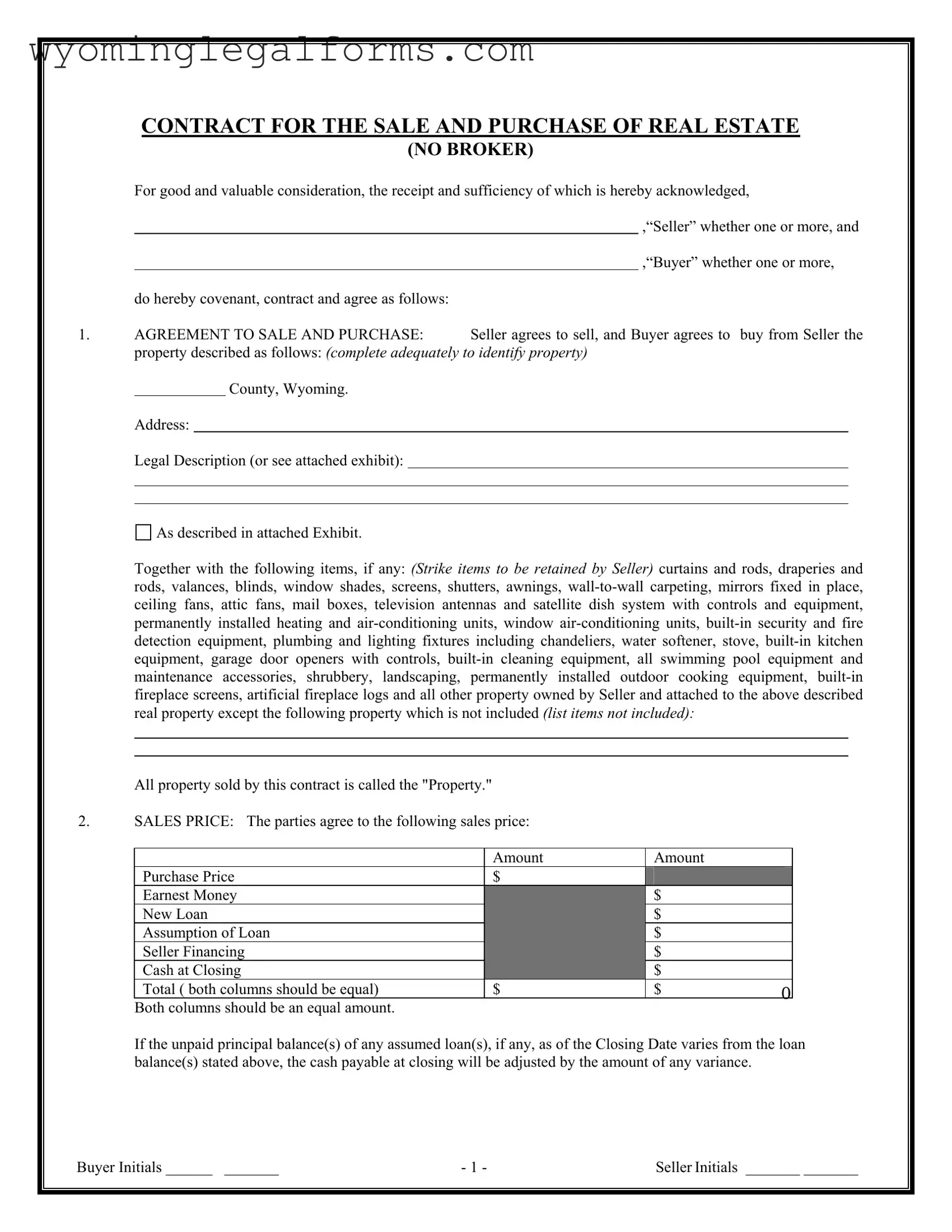 Free Wyoming Real Estate For Sale PDF Template
